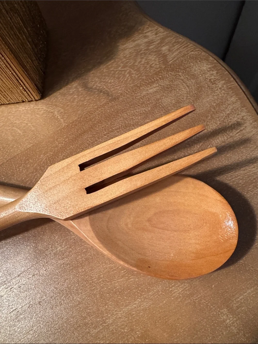 Vintage Handmade Wooden Serving Pieces With Lemon Motif